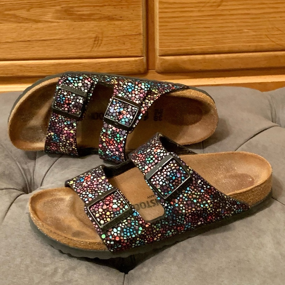 Black Mosaic Rainbow Birkenstock Arizona Birko-Flor, 38N